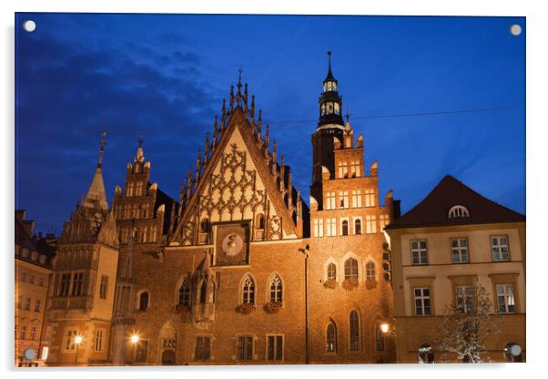 Wroclaw Old Town Hall At Night Acrylic by Artur Bogacki