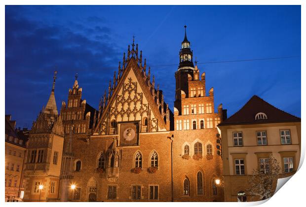 Wroclaw Old Town Hall At Night Print by Artur Bogacki