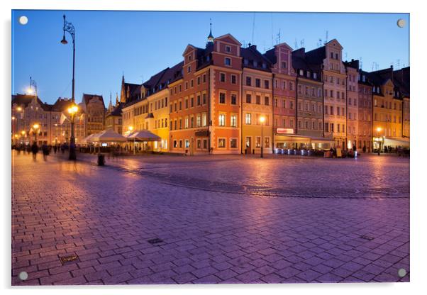 Wroclaw Old Town Market Square At Dusk Acrylic by Artur Bogacki