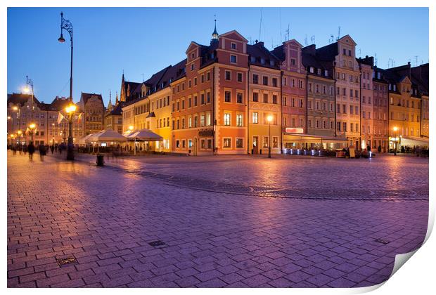 Wroclaw Old Town Market Square At Dusk Print by Artur Bogacki