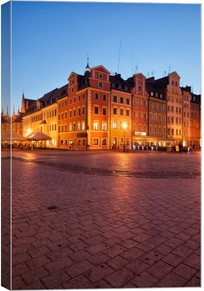 City of Wroclaw Old Town Market Square at Night Canvas Print by Artur Bogacki