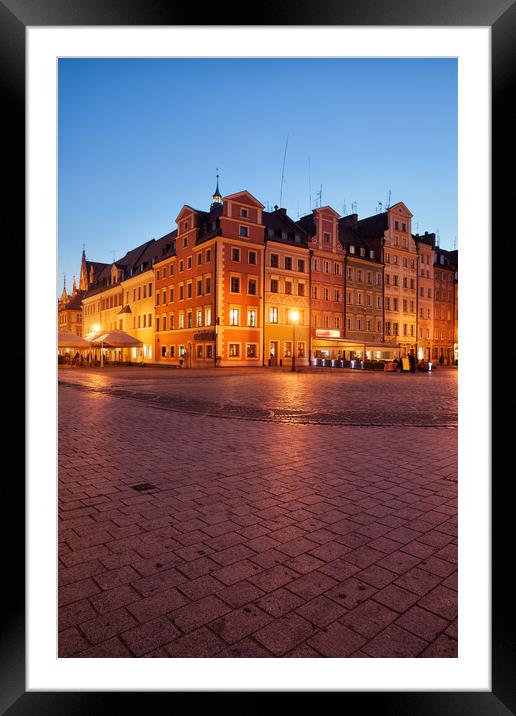 City of Wroclaw Old Town Market Square at Night Framed Mounted Print by Artur Bogacki