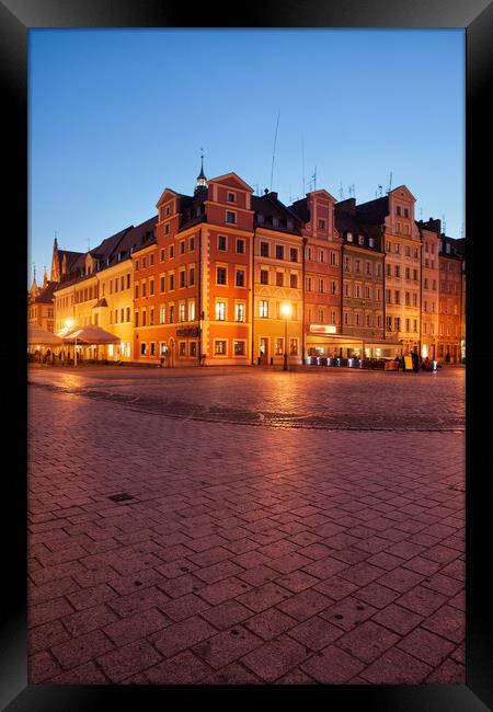 City of Wroclaw Old Town Market Square at Night Framed Print by Artur Bogacki