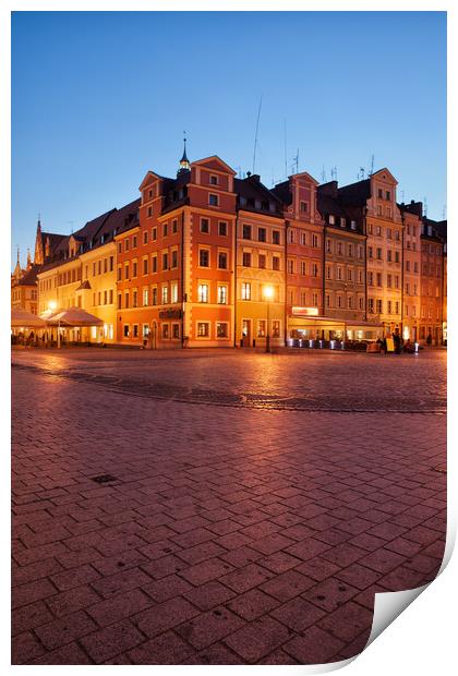 City of Wroclaw Old Town Market Square at Night Print by Artur Bogacki