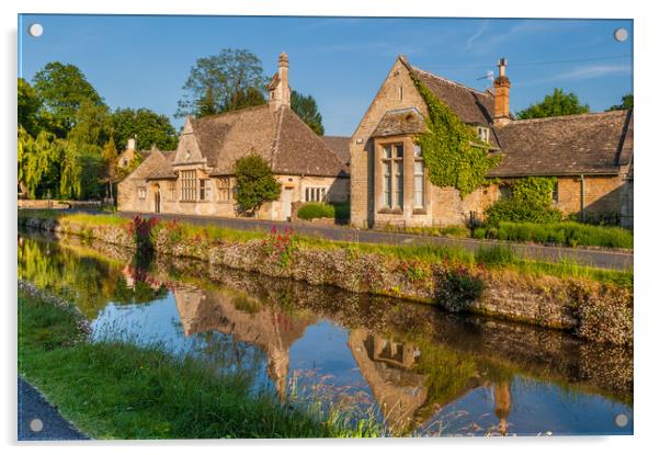 Lower Slaughter and the River Eye, Cotswolds Acrylic by David Ross