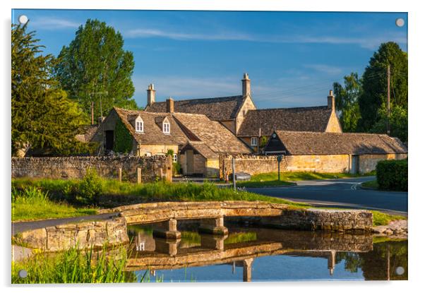 Lower Slaughter Footbridge Reflections Acrylic by David Ross