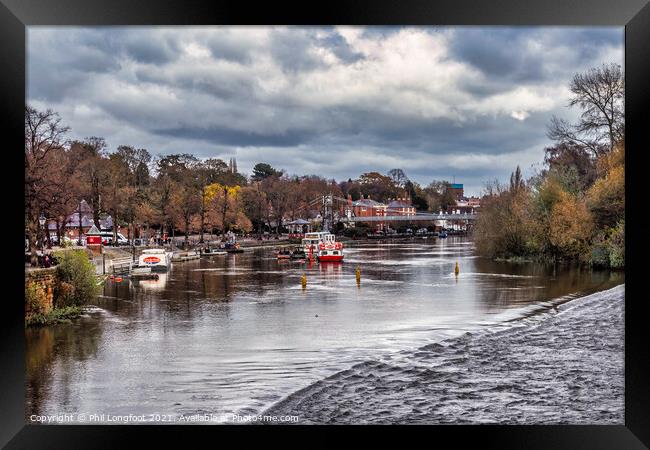 River Dee and Weir Chester Cheshire England  Framed Print by Phil Longfoot