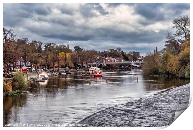 River Dee and Weir Chester Cheshire England  Print by Phil Longfoot