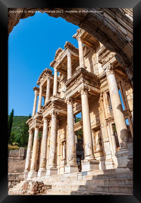 Library of Celsus through the Gate of Augustus Framed Print by Angus McComiskey