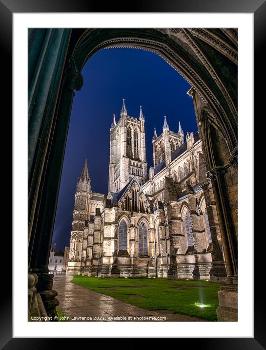 Blue hour at Lincoln Cathedral Framed Mounted Print by John Lawrence