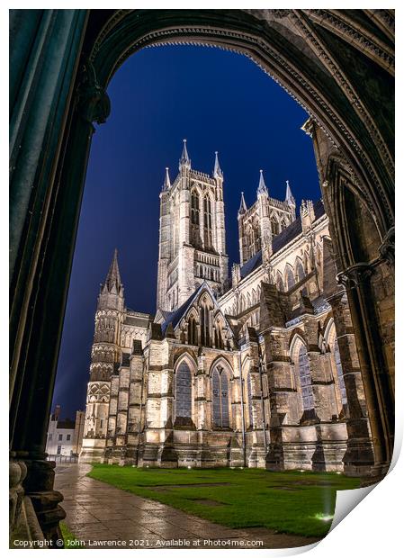 Blue hour at Lincoln Cathedral Print by John Lawrence