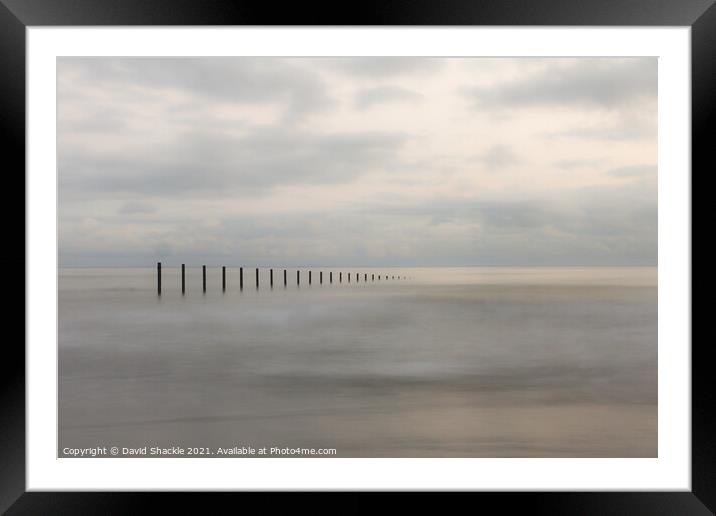 Ancient Groins Disappearing Into The Ocean  Framed Mounted Print by David Shackle