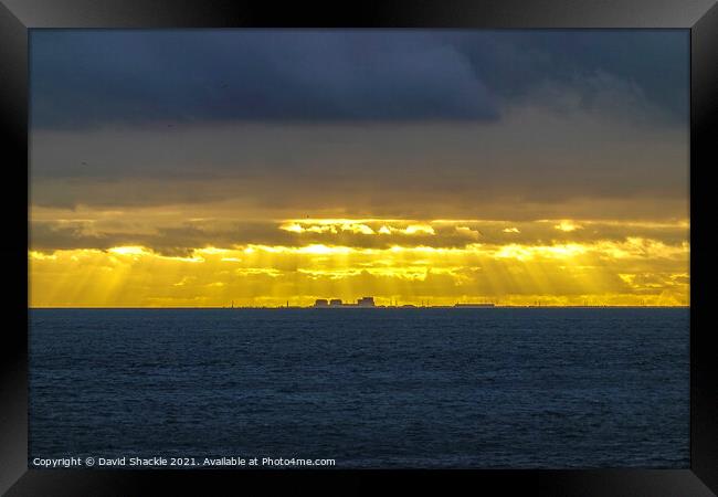 Golden Sunset Over Dungeness Power Station Framed Print by David Shackle