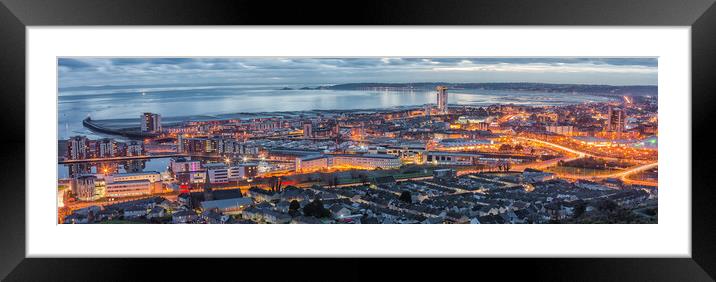 Evening over Swansea city Framed Mounted Print by Leighton Collins