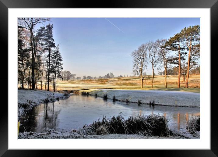 Hoar frost oh the ice pond. Framed Mounted Print by mick vardy