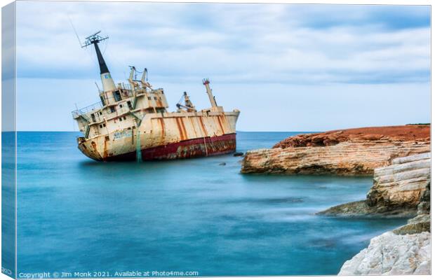 Shipwreck of Edro III, Cyprus Canvas Print by Jim Monk