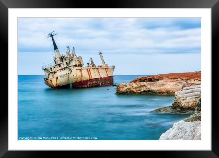 Shipwreck of Edro III, Cyprus Framed Mounted Print by Jim Monk
