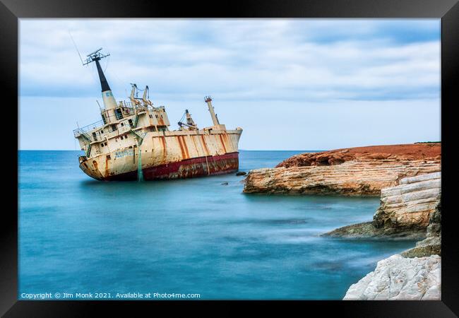 Shipwreck of Edro III, Cyprus Framed Print by Jim Monk