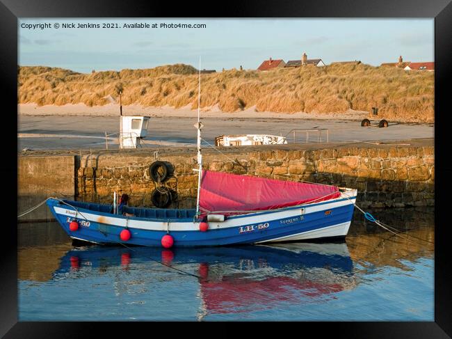 Fishing Boat Coble Beadnall Harbour Northumberland Framed Print by Nick Jenkins