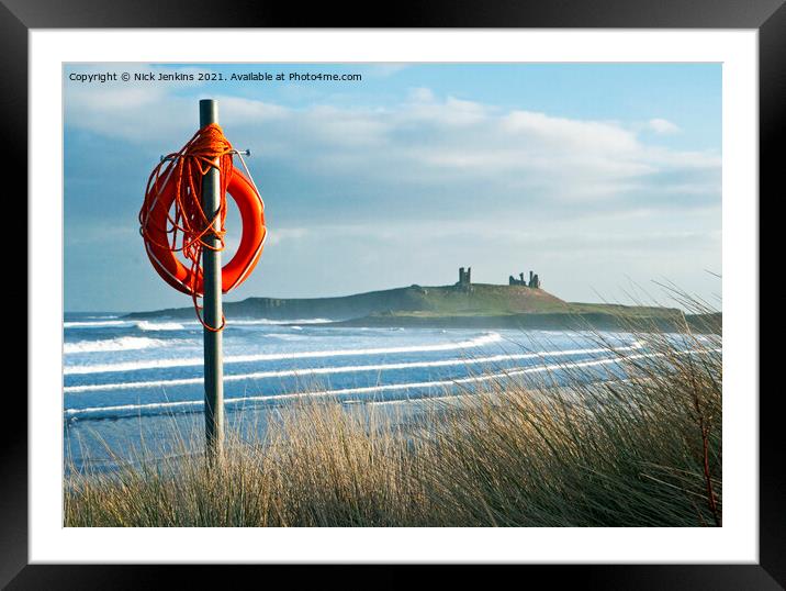 Lifebuoy on Embleton Bay Northumberland Coast Framed Mounted Print by Nick Jenkins