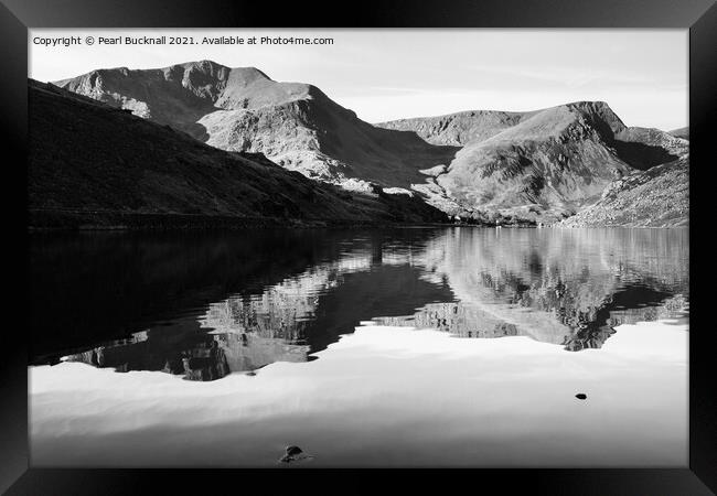 Mountains Reflected in Llyn Ogwen Snowdonia Framed Print by Pearl Bucknall