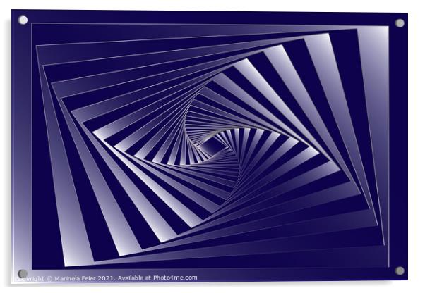 blue zebra geometry Acrylic by Marinela Feier