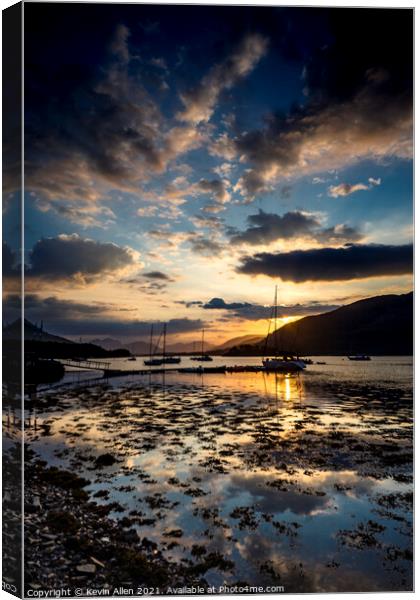 Water silhouettes on a Scottish sunset Canvas Print by Kevin Allen