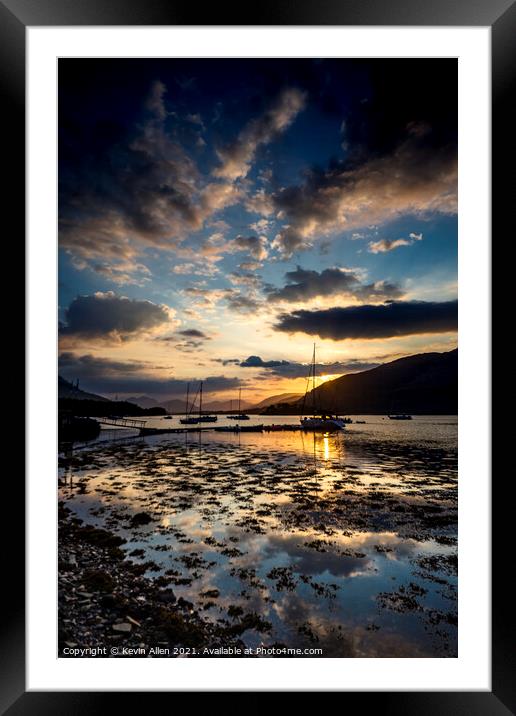 Water silhouettes on a Scottish sunset Framed Mounted Print by Kevin Allen