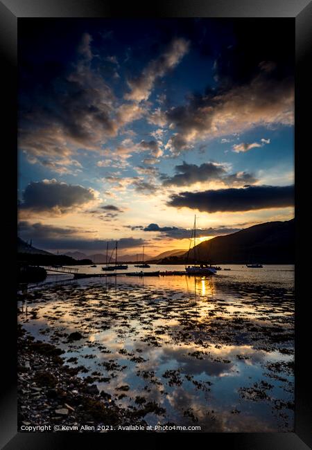 Water silhouettes on a Scottish sunset Framed Print by Kevin Allen