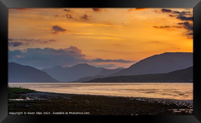 Loch linnhe Sunset Scotland Framed Print by Kevin Allen