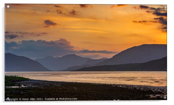 Loch linnhe Sunset Scotland Acrylic by Kevin Allen