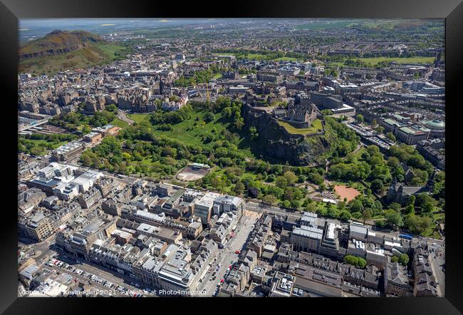 Edinburgh Castle Aerial view Framed Print by Kevin Allen