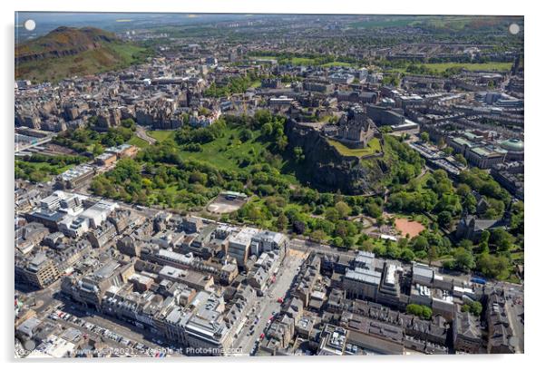 Edinburgh Castle Aerial view Acrylic by Kevin Allen