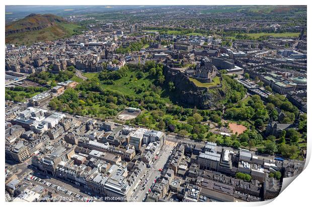 Edinburgh Castle Aerial view Print by Kevin Allen