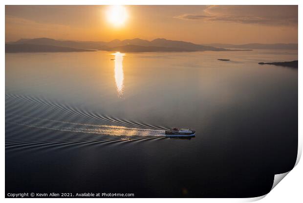 Sunset over the Isle of Mull Scotland Print by Kevin Allen