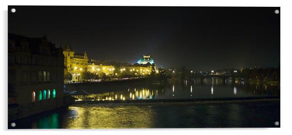 Prague - Vltava river Acrylic by Ann Garrett