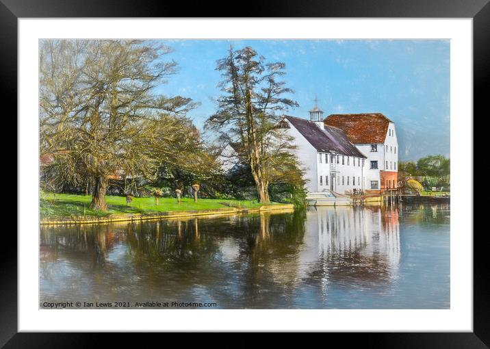Hambleden Mill by the Thames Framed Mounted Print by Ian Lewis