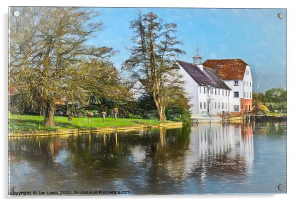 Hambleden Mill by the Thames Acrylic by Ian Lewis