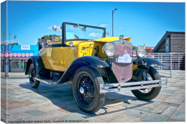 Vintage Ford Model A car at show, Southend on Sea, Essex, UK.  Canvas Print by Peter Bolton
