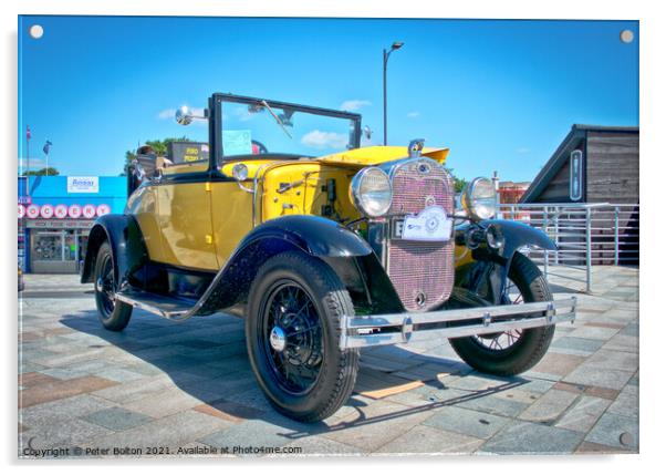 Vintage Ford Model A car at show, Southend on Sea, Essex, UK.  Acrylic by Peter Bolton