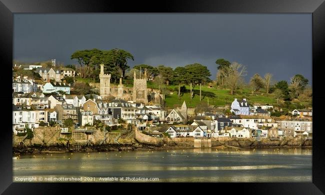 Fowey Under Stormy Skies. Framed Print by Neil Mottershead