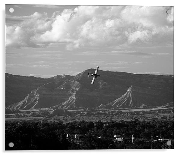 Mountain plane in black and white Acrylic by Patti Barrett