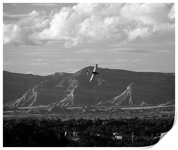 Mountain plane in black and white Print by Patti Barrett