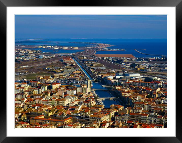A view of Sete from Mont St Clair Framed Mounted Print by Ann Biddlecombe