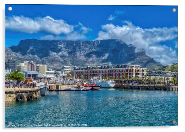 Table Mountain and Cape Town's vibrant waterfront Acrylic by Tracey Turner