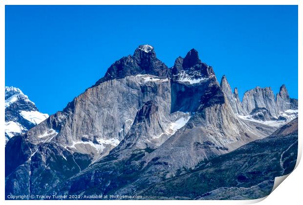 Los Torres Mountain Peaks, Chile Print by Tracey Turner
