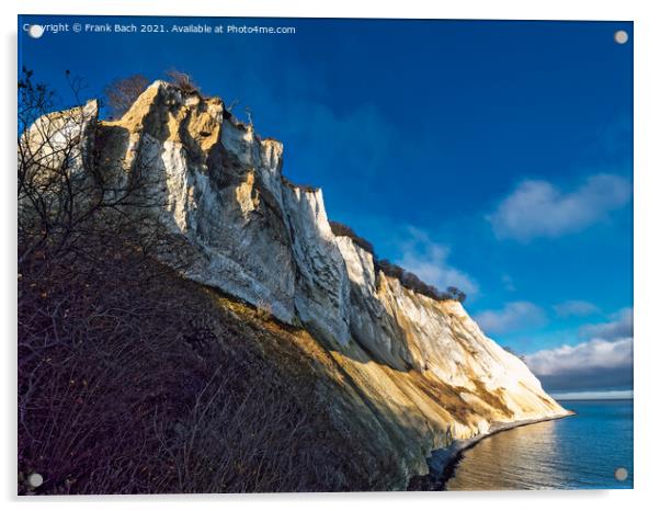 White cliffs on the island Moen in Denmark Acrylic by Frank Bach