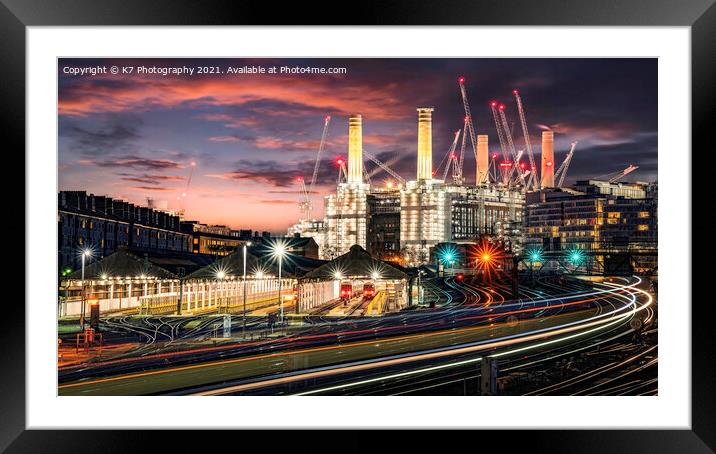 Illuminating Battersea Power Station Framed Mounted Print by K7 Photography