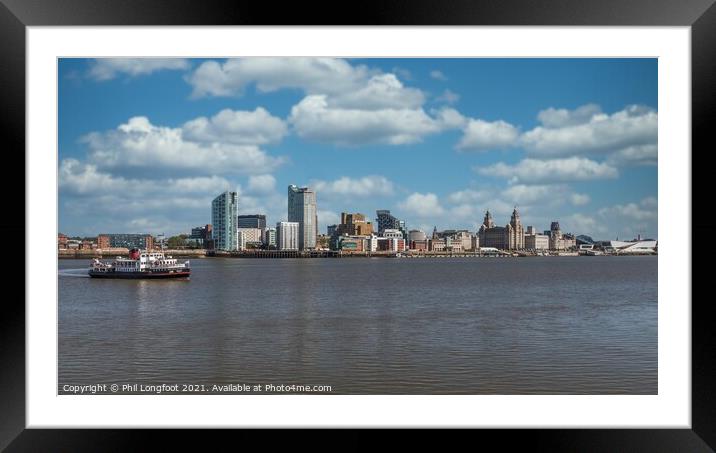 Ferry along the Mersey  Framed Mounted Print by Phil Longfoot