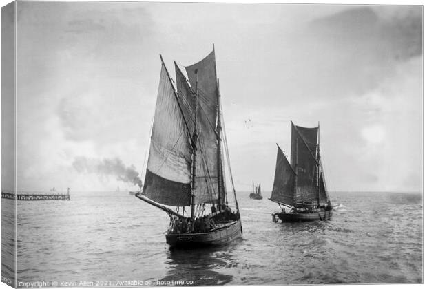 North sea sailing fishing Smacks, turn of the 19th Canvas Print by Kevin Allen